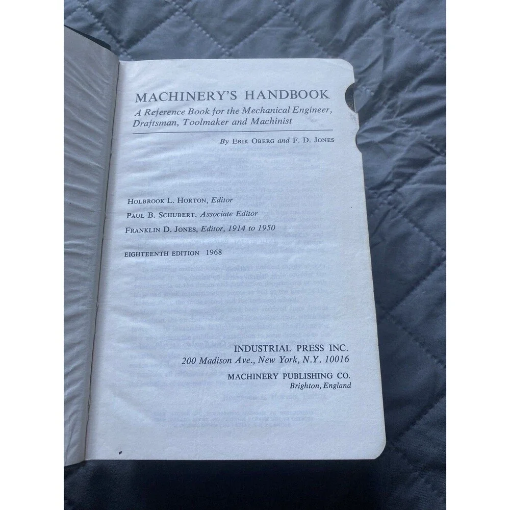 1968 Eighteenth 18th Edition Machinery's Handbook Industrial Press